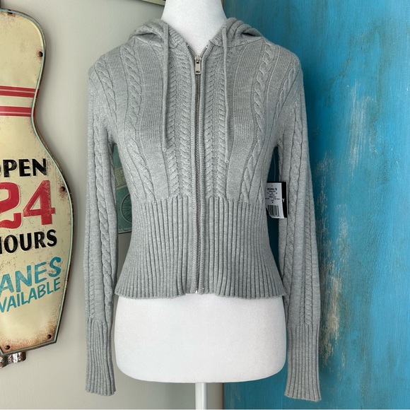 Harper & Ivy Jackets & Blazers - Harper & Ivy Cable Knit Zip Up Hoodie